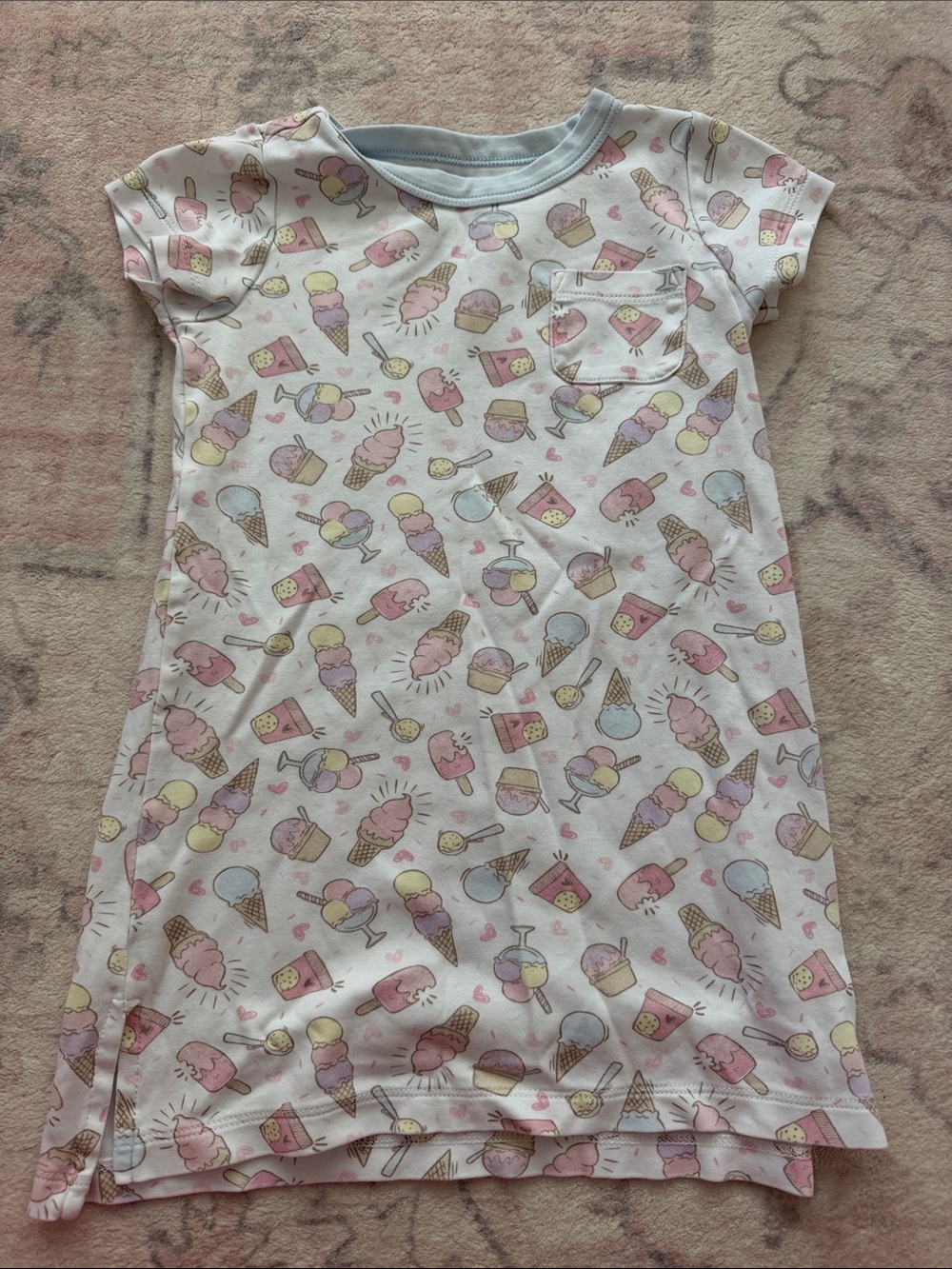 Magnolia Girls Ice Cream Print Nightgown - Pink, Blue, Yellow